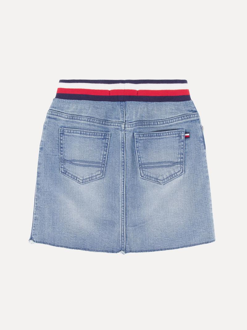 Lány Tommy Hilfiger Big Pull-On Denim Szoknya Kék | HU 1850BEX